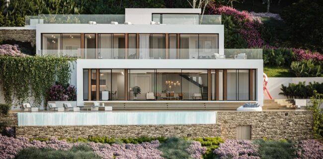 Magnifica villa nueva con bonitas vistas al mar en Roca Llisa